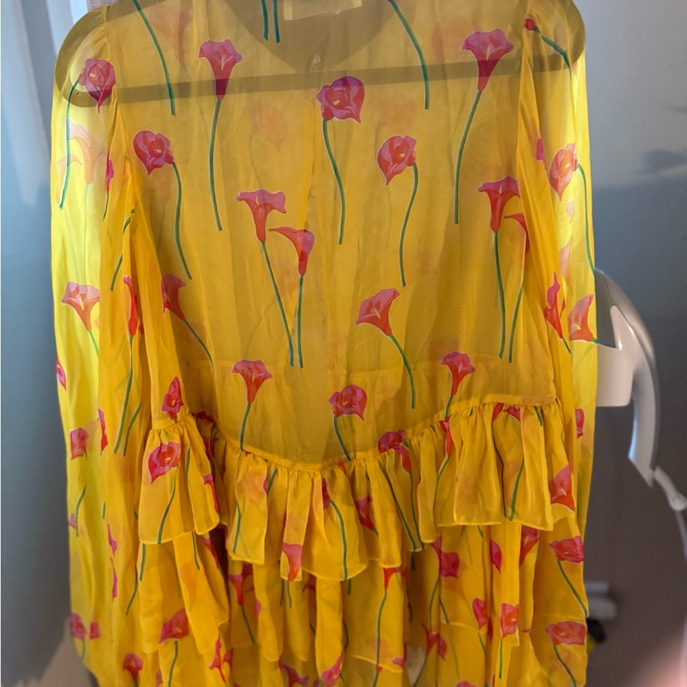 Caroline Constas Yellow Floral Blouse - Picture 3 of 4